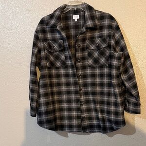 Time and Tru Black and Gray Plaid Shacket Size XL 16-18